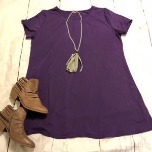 Purple Short Sleeve T-shirt Dress